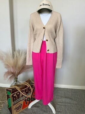 NWOT Stars Above - Hot Pink Linen blend Lounge Pants